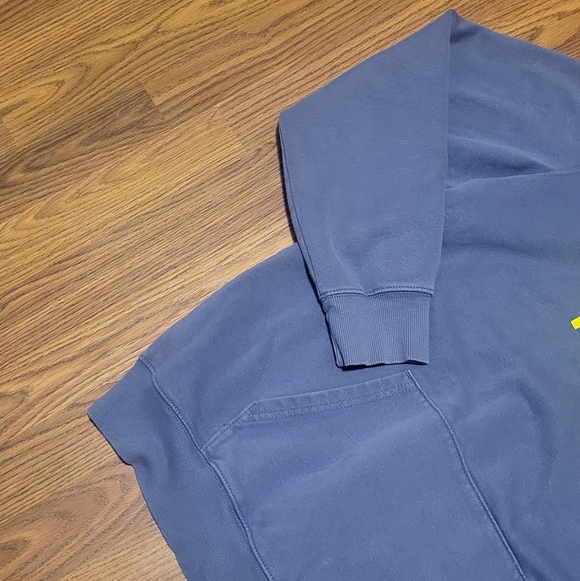 The North Face Men's Large Grey/blue Hoodie With Bold Yellow Logo Print C13 - Picture 3 of 7